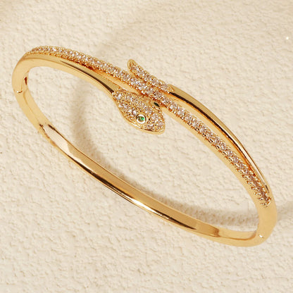 Trendy Stainless Steel Golden Snake Owl Zirconia Bracelet For Women Classic Animals Bangles Jewelry Accessories Summer As Gifts