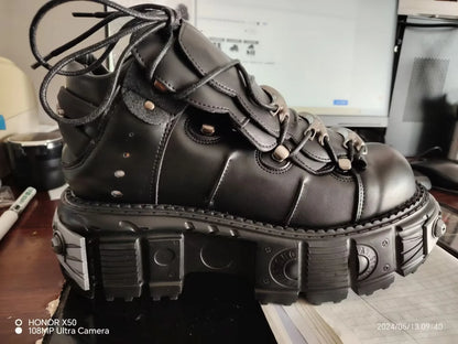 2025 New Female Gothic High-Top Platform Metal Hot Girl Punk Elevator Fried Street Casual Daddy Shoes Women