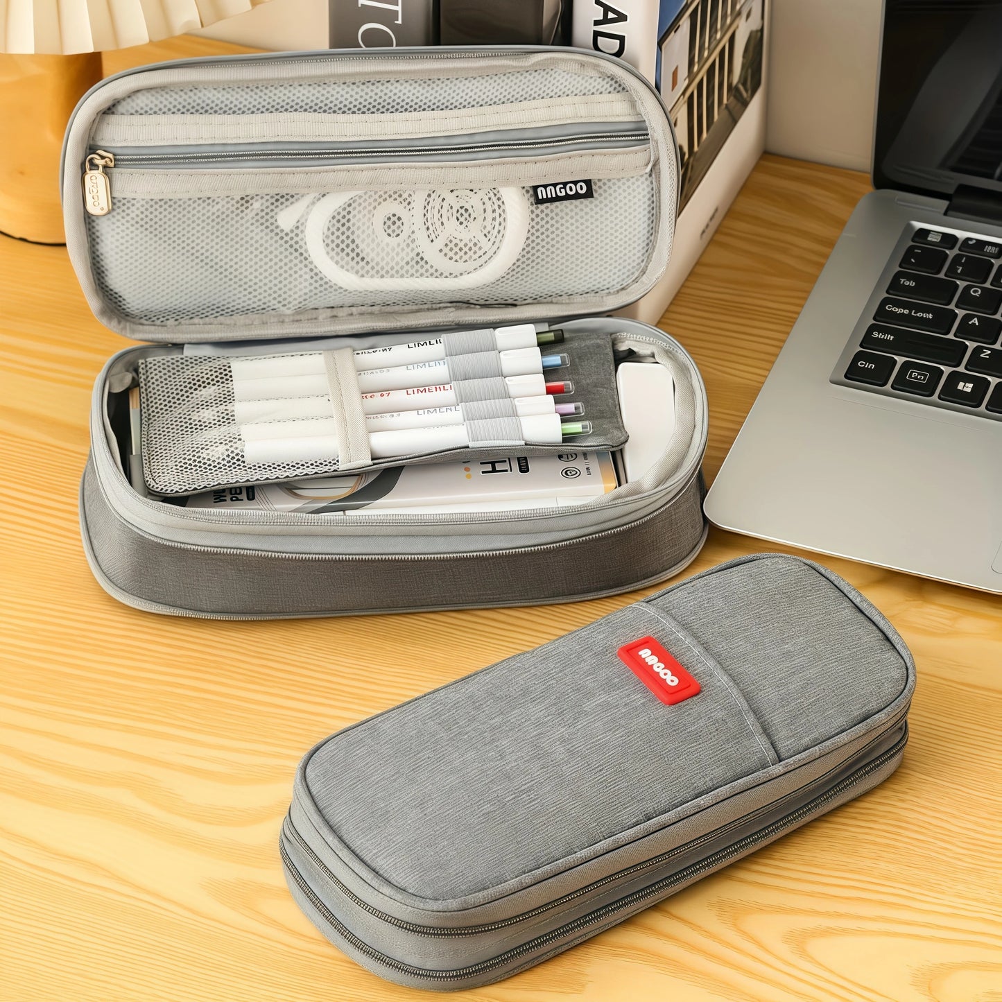 Multi-functional double-layer canvas pencil case, large-capacity portable waterproof stationery box, perfect school supplies