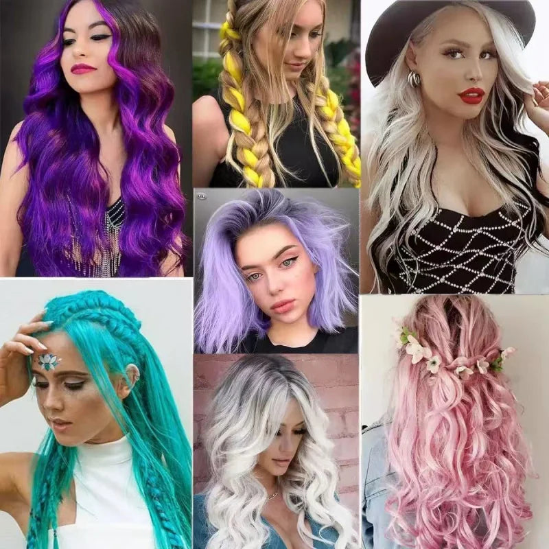 Three-color gradientSparkle Hair Extensions Clip In Rainbow Synthetic Sparkle Hair Tinsel Heat Resistant Sparkle Hair Extensions