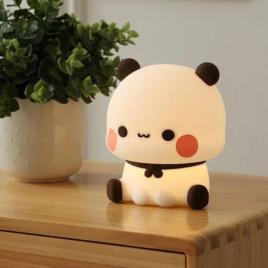 Kawaii Bear Panda Bubu And Dudu Led Night Light Lamp Cute Cartoon Nightlight Animal Bedroom Decorative Living Room Dolls Gifts