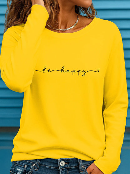 Heart Love Print Crew Neck T shirt Casual Autumn winter top women's long sleeved T-shirt loose comfortable black  white