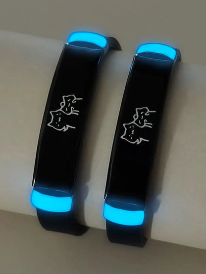 2 pieces/set luminous double cat cute and glowing couple wristbands as gifts for the festival