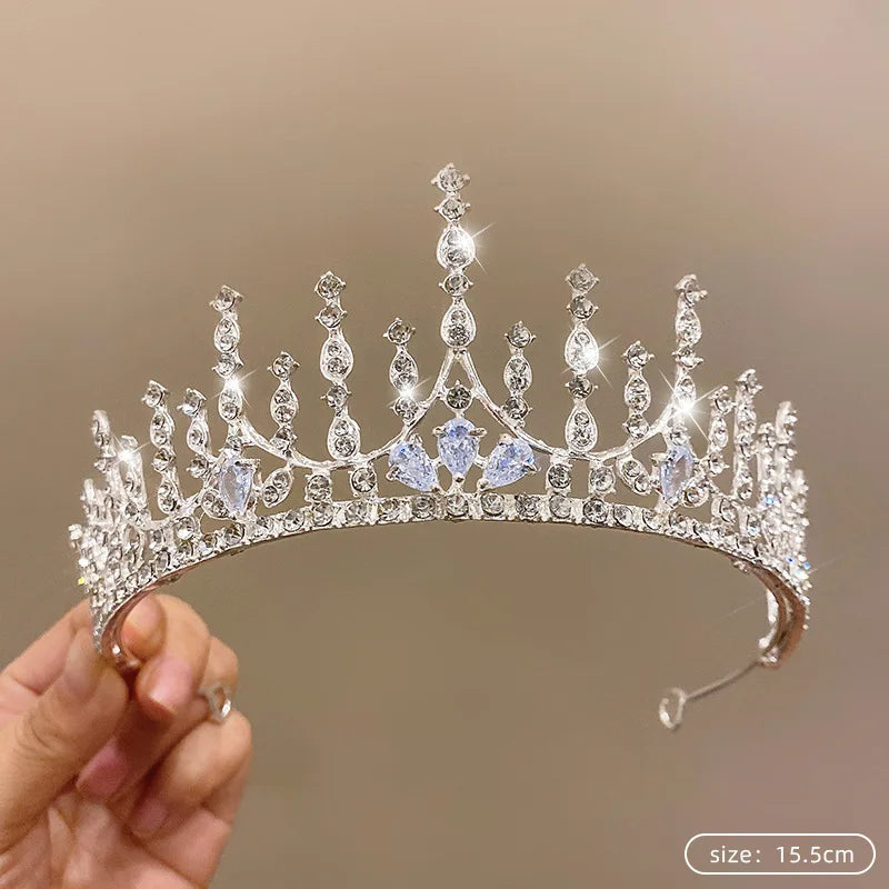 Silver Color Crystal Tiaras and Crowns Rhinestone Prom Diadem Crown Tiara for Women Bride Bridal Wedding Hair AccessoriesJewelry