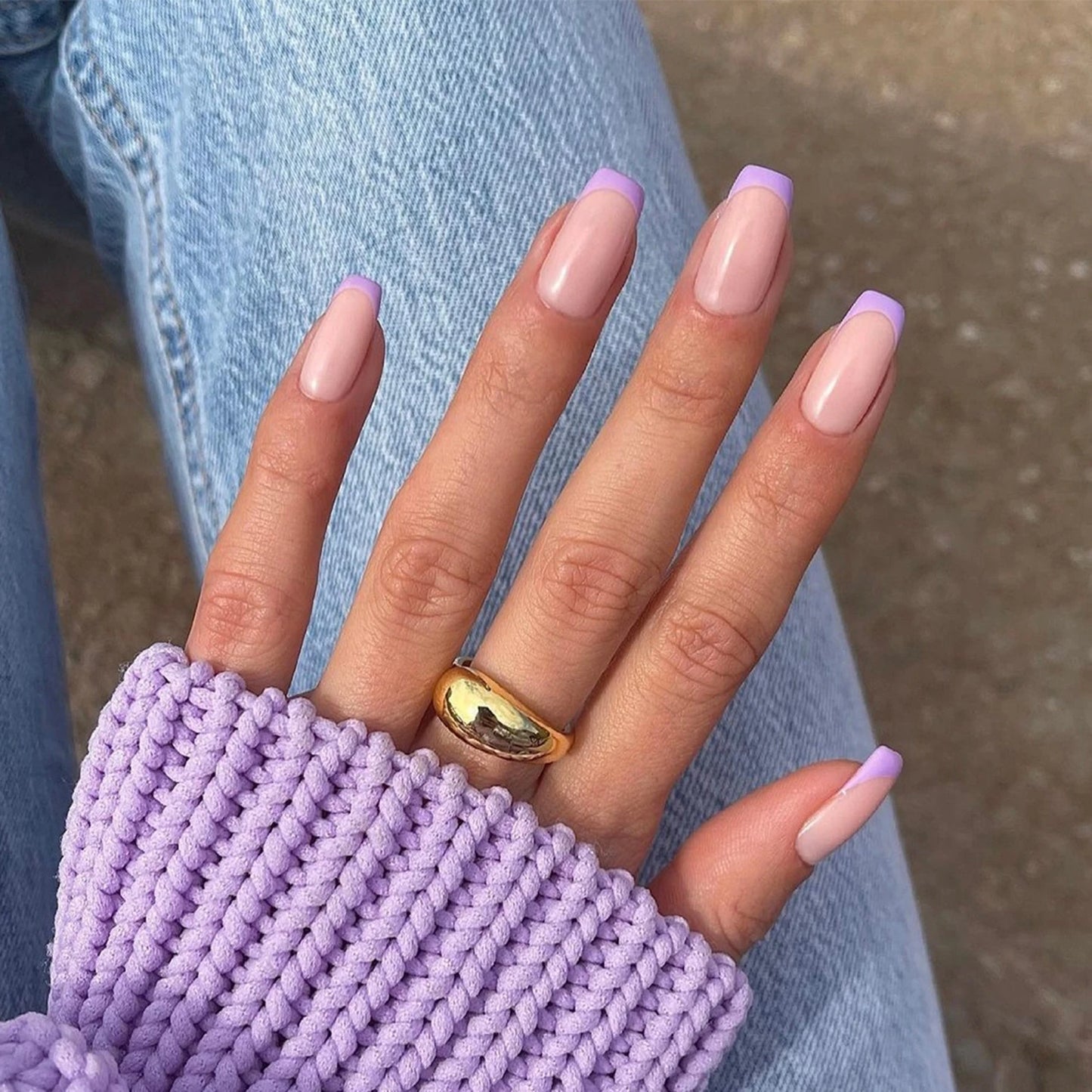 24Pcs/Box Charming Pink Flame Short Detachable Finished Fingernails Ballet Wearable Fake Nails press on Square Head Full Cover