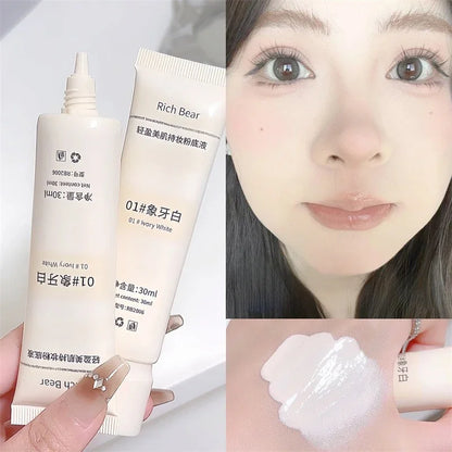 Moisturizing Liquid Foundation Ivory White Natural Color BB Cream Waterproof Lasting Base Concealer Lightweight NonSticky Makeup