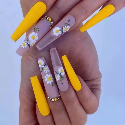 24Pcs Press on Fake Nails Short Medium French Acrylic Full Cover False Nail With Glue Kit Mini File Manicure for Women and Girls
