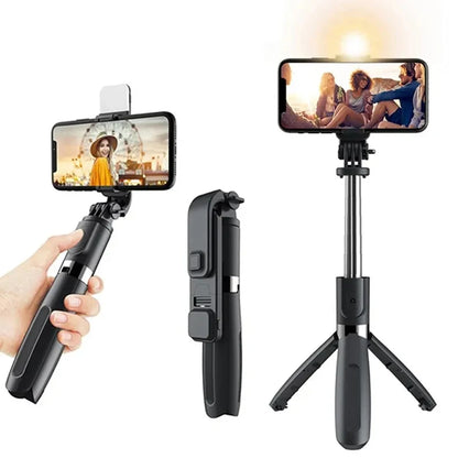 Portable Wireless Selfie Stick Tripod Stand with Light Bluetooth Remote Extendable Tripod for Mobile Phone Tiktok Live Streaming