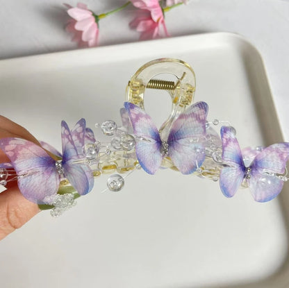 New Butterfly Large Hair Claw for Thick Hair Claws Crab Women Sweet Pink Hairpin Ponytail Hair Clip Claw Accessories