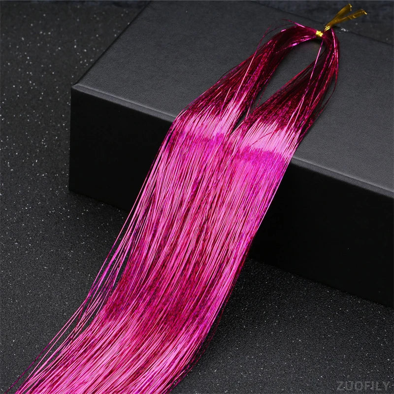 Sparkle Shiny Hair Tinsel Rainbow Strands Dazzles Women Hippie for Braiding Headdress False Hair Extensions Decor Glitter Strips