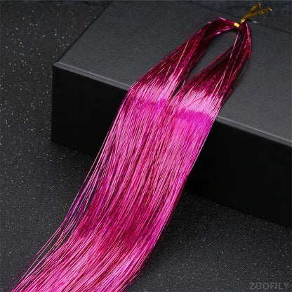 Sparkle Shiny Hair Tinsel Rainbow Strands Dazzles Women Hippie for Braiding Headdress False Hair Extensions Decor Glitter Strips