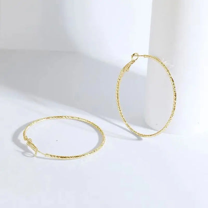 Simple Big Metal Hoop Earrings for Women Jewelry Gift Carve Serrations Round Circle Earrings Trendy Exaggerate Statement Earring