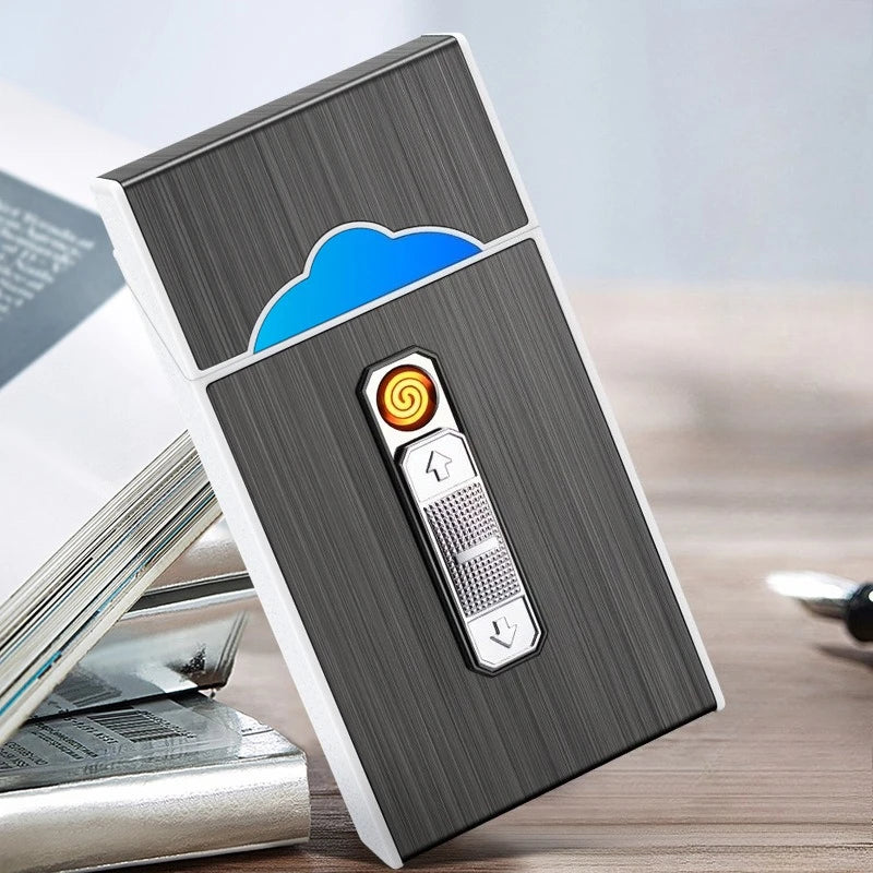 Multifunction Lighter Cigarette Box Integrated Portable Cigarette Lighter Cigarette Box Lighter  for Men Smoking Accessories