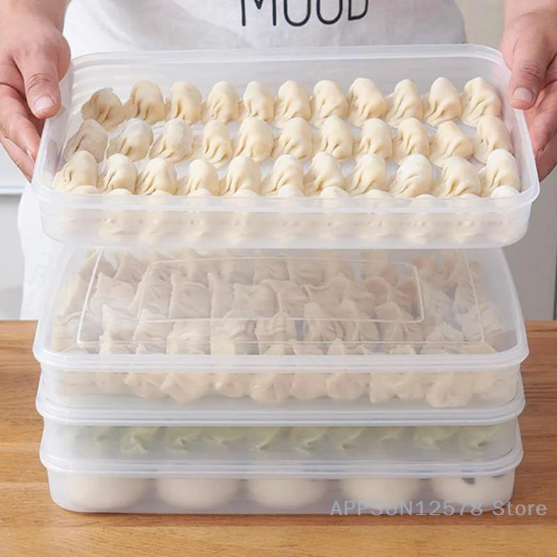 Kitchen Storage Box Refrigerator Organizer Transparent Food Containers Tray For Dumpling Fruits Vegetables Meat Cake