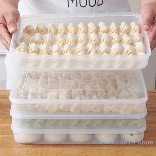 Kitchen Storage Box Refrigerator Organizer Transparent Food Containers Tray For Dumpling Fruits Vegetables Meat Cake
