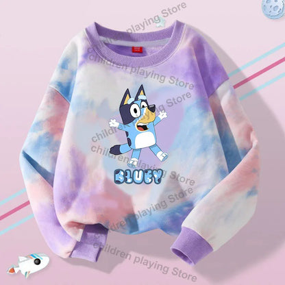 Blueyi Series Kid Pullover Sweatshirts Trendy Long Sleeves Top Bingo Autumn Winter Cartoon Child Clothes Birthday Christmas Gift