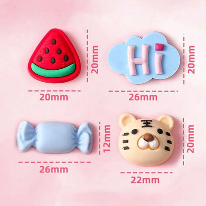 4Pcs/Pack DIY Decoration Water Cup Stickers Hard Resin Soft Rubber Toy Accessories 3D Cartoon Sticker Refrigerator Random Style