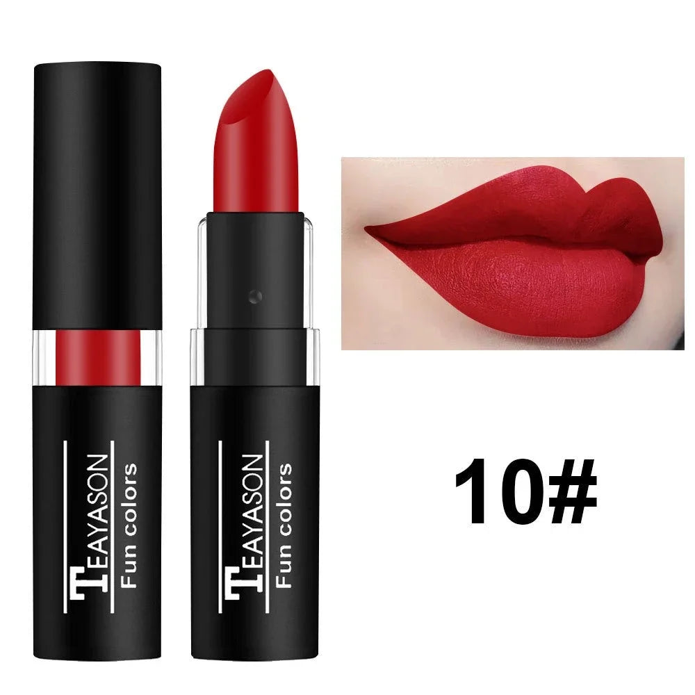12 Colors Matte Nude Clay Lipstick Vampire Makeup Punk Black Lip Gloss Dark Paint Stick Durable Waterproof Lasting Cosmetics