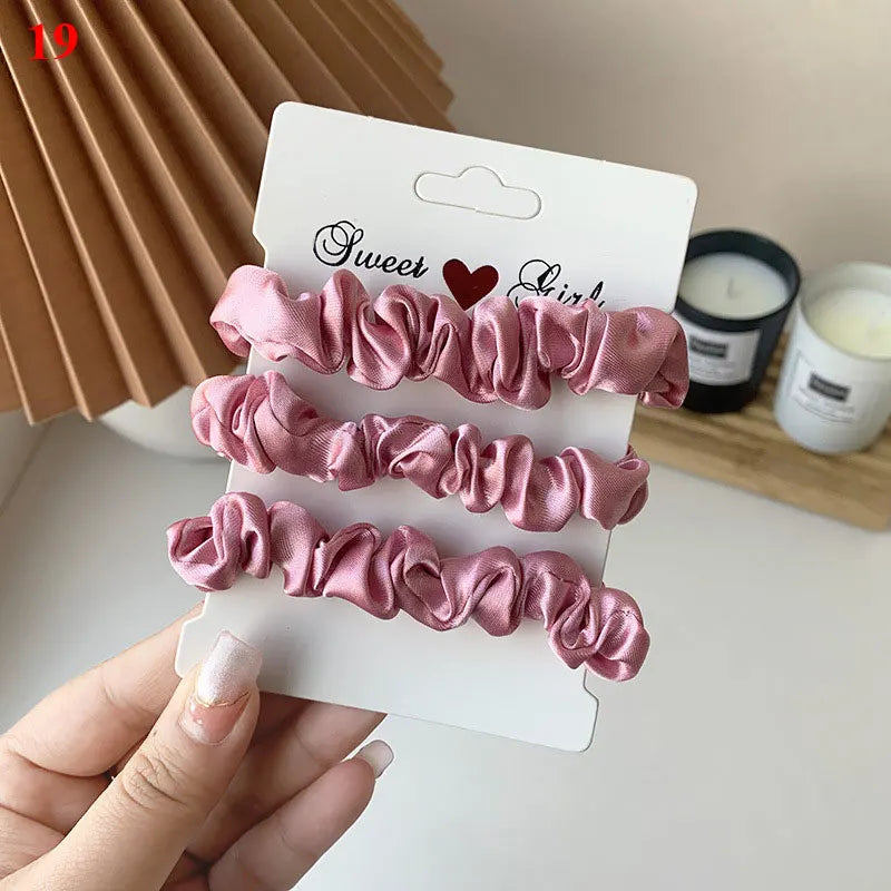 3/6Pcs/Set Silk Hair Scrunchies Elastic Hair Bands Women Elegant Headwear Hair Ties Ponytail Holder Sweet Hair Rope Rubber Bands