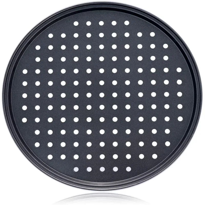 Nonstick Carbon Steel Pizza Pan Round Pizza Baking Tray with Holes for Crispy & Bubbly Home Restaurant Kitchen Baking Tools