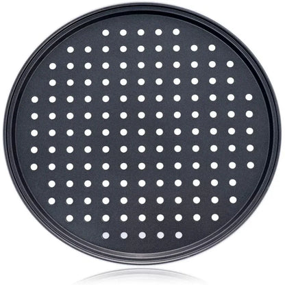 Nonstick Carbon Steel Pizza Pan Round Pizza Baking Tray with Holes for Crispy & Bubbly Home Restaurant Kitchen Baking Tools