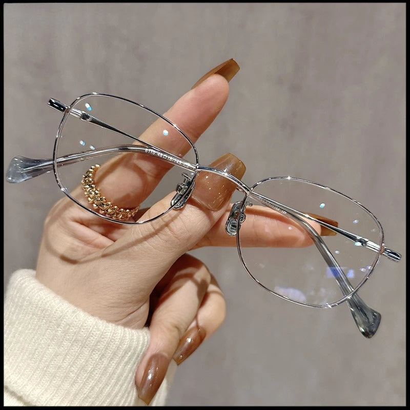 EYORA Ultralight Luxury Alloy Small Frame Reading Glasses Anti Blue Light Myopia and Hyperopia Photochromic Prescription Eyewear