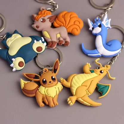 Pokemon Keychain Pikachu Anime Action Figure Toy Kawaii Cartoon Fashion Charmander Psyduck Doll Keyring Car Bag Pendant Kid Gift