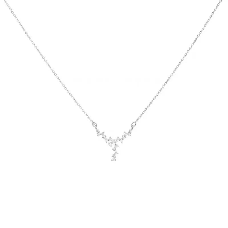 Shiny Zircon Star Necklace for Women Fairy Crystal Pendant Necklace Delicate Collar Chain Anniversary Jewelry Gift Accessories