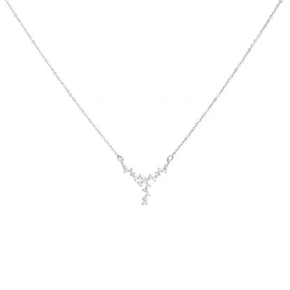 Shiny Zircon Star Necklace for Women Fairy Crystal Pendant Necklace Delicate Collar Chain Anniversary Jewelry Gift Accessories