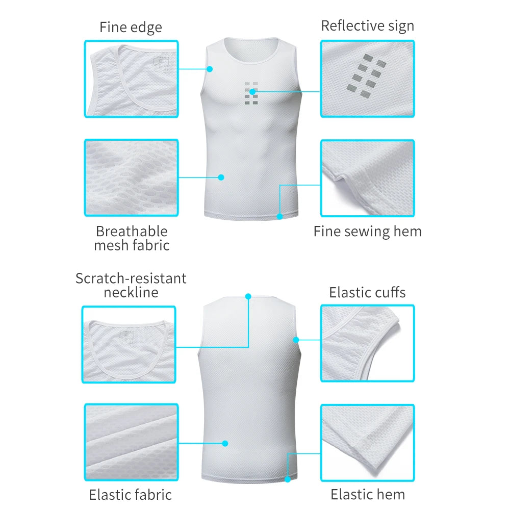WOSAWE Cycling Jersey Sleeveless Cycling Base Layer MTB Bike Sports Shirt Underwear Racing Bicycle Jersey Shirt Undershirt