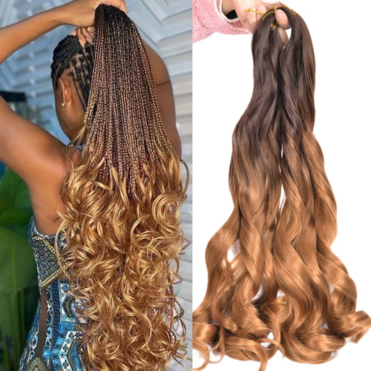 Loose Wave Spiral Curl Braids Synthetic Hair French Curls Braiding Hair Extensions High Temperature Ombre Pre Stretched Hair