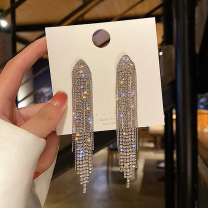2023 New Fashion Trend Unique Design Delicate Elegant Green Zircon Tassel Earrings Women High Jewelry Wedding Party Gifts