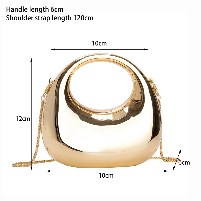 Z. Women's Chain Crossbody Bag Small Purse Acrylic Metallic Luster Half Moon Party Banquet Women's Bag Luxury Handbag