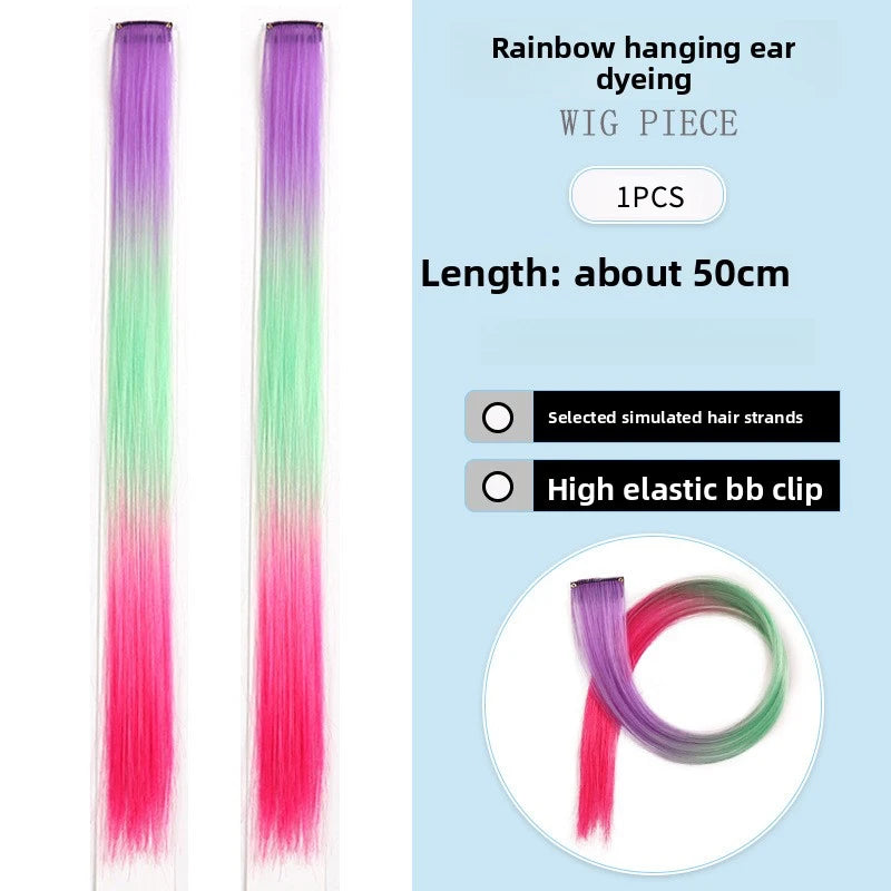 Three-color gradientSparkle Hair Extensions Clip In Rainbow Synthetic Sparkle Hair Tinsel Heat Resistant Sparkle Hair Extensions