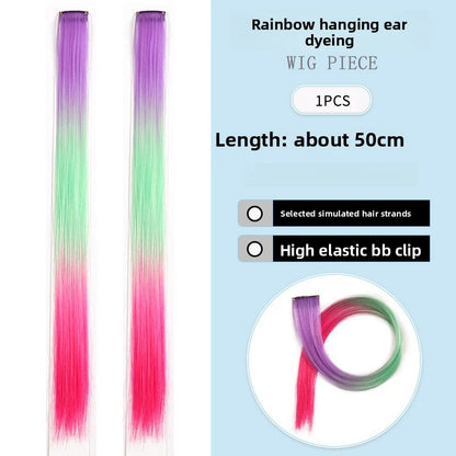 Three-color gradientSparkle Hair Extensions Clip In Rainbow Synthetic Sparkle Hair Tinsel Heat Resistant Sparkle Hair Extensions