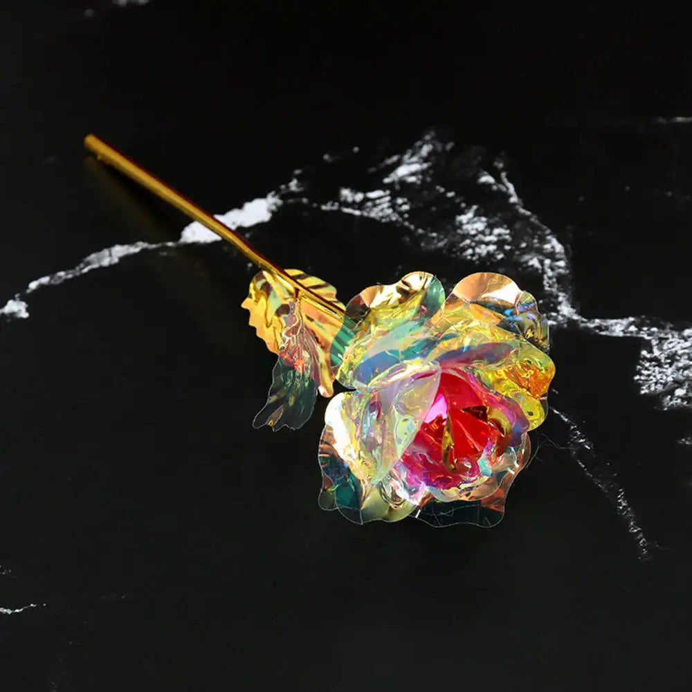 Golden Rose Flower with Gift Box Valentine Day Gift Artificial Roses Foil Rose Flowers Party Wedding Decor Present For Lover