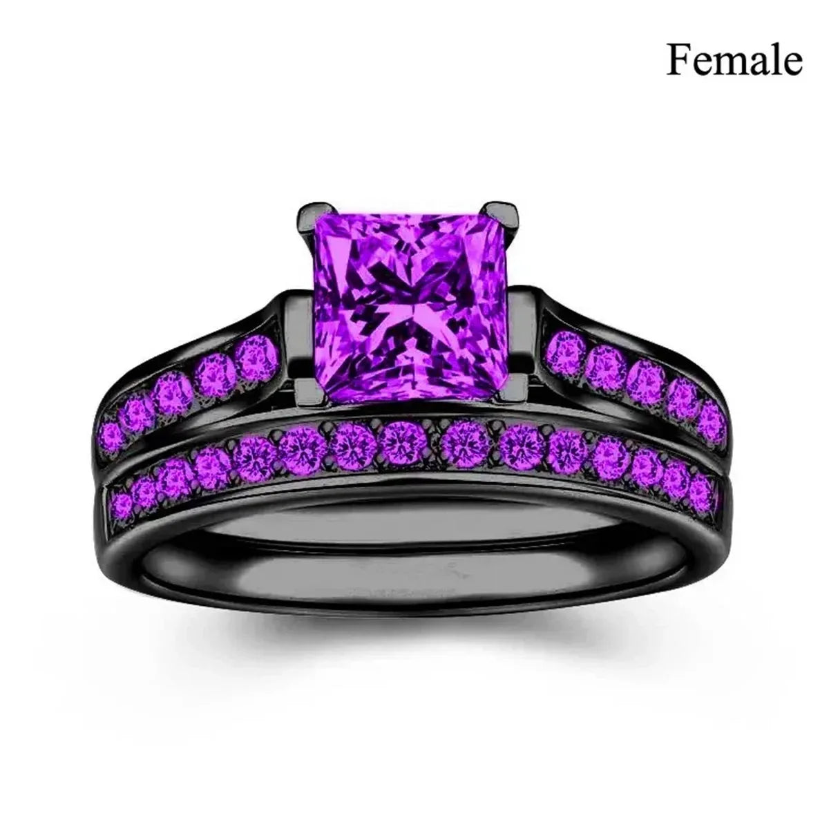 Fashion Couple Rings Romantic Women Rhinestones CZ Rings Set Trendy Men Stainless Steel Zircon Stone Rings Wedding Band Jewelry