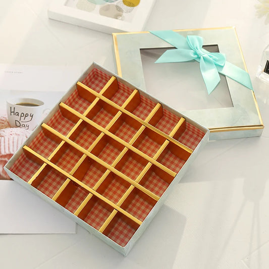 5Pcs Chocolate Boxes 9/12/16/25Grids Candy Box with Window Chocolate Gift Packing Box For Valentine's Day Wedding Party Favors
