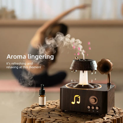 Rotating Raindrop Humidifier Retro Record Player Design Soothing White Noise Music Ideal For Home Decor And Christmas Gifts