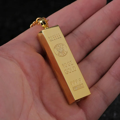 2025 Mini Retro Gold Bar 10,000 Times Kerosenei Lighter Outdoor Waterproof Portable Pendant Cigarette Lighter Wholesale