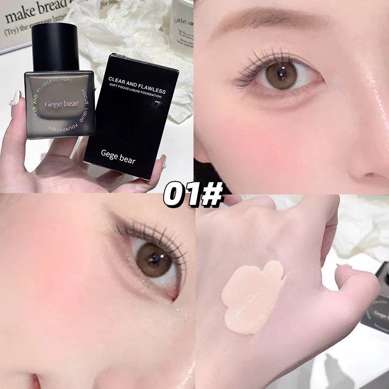 Gege Bear Clear Flawless Foundation, Natural, Hydrating, Long-Lasting, Coverage for Dry and Oily Skin Types to Even Skin Tone