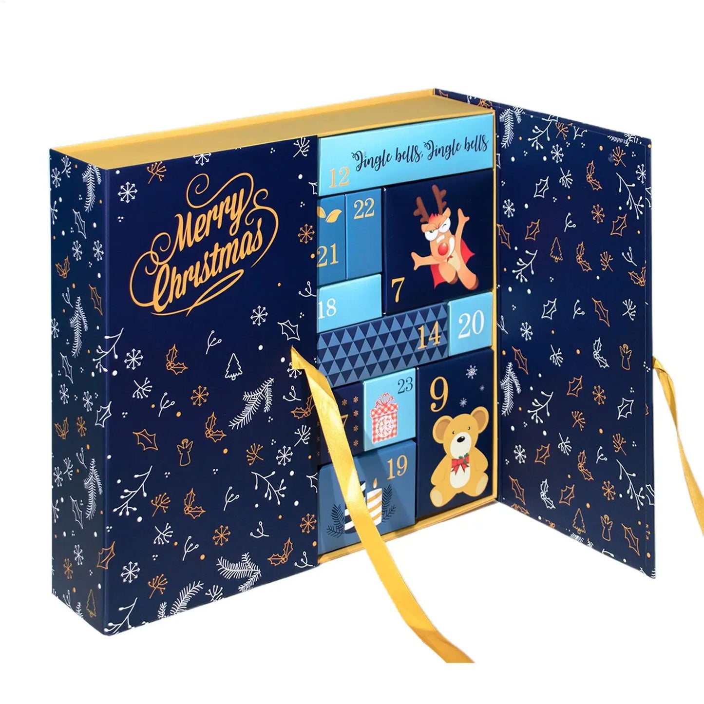24 Days Refillable Calendar Christmas Boxes Empty Countdown Calendar Foldable New Year Holiday Box For Candy Window Fireplace