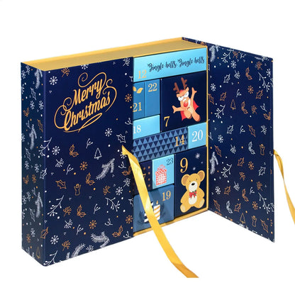 24 Days Refillable Calendar Christmas Boxes Empty Countdown Calendar Foldable New Year Holiday Box For Candy Window Fireplace