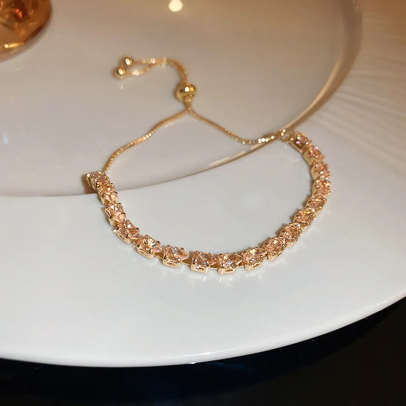 Rhinestone Round Clasp Bracelet for Women Personality Colorful Bracelets Temperament Light Luxury Posh Accessories Wholesale
