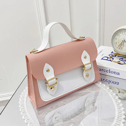 Fashionable Urban Simple Style Handbag Lock Buckle Print Single Shoulder Crossbody Bag Small Square Bag Spring 2025 PU Material