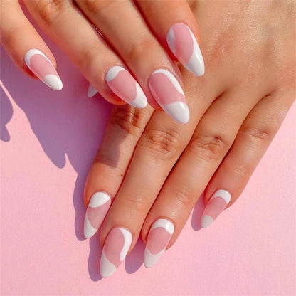 24Pcs Manicure Wearable Fake Nails Ballerina Removable Coffin Fake Nails Finished Women Girls Almond False Nails Art Decoration