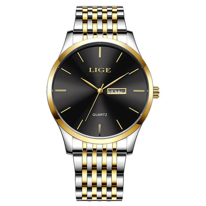 LIGE Top Brand Quartz Watches For Men Fashion Business Luxury Mens Watch Waterproof Date Steel Strap Wristwatches Reloj Hombre