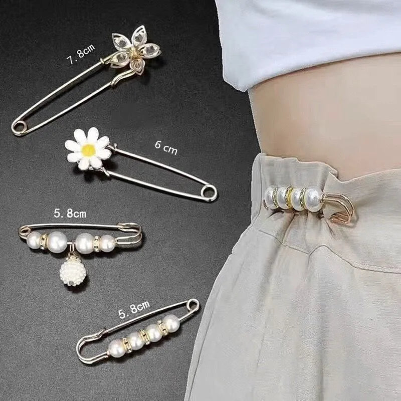 2/20pcs Clothing Brooch Pearl Waist Adjustment for Women Pearl Lapel Pin Sweater Dress Brooch Pins Badge Buckle DIY Accessories