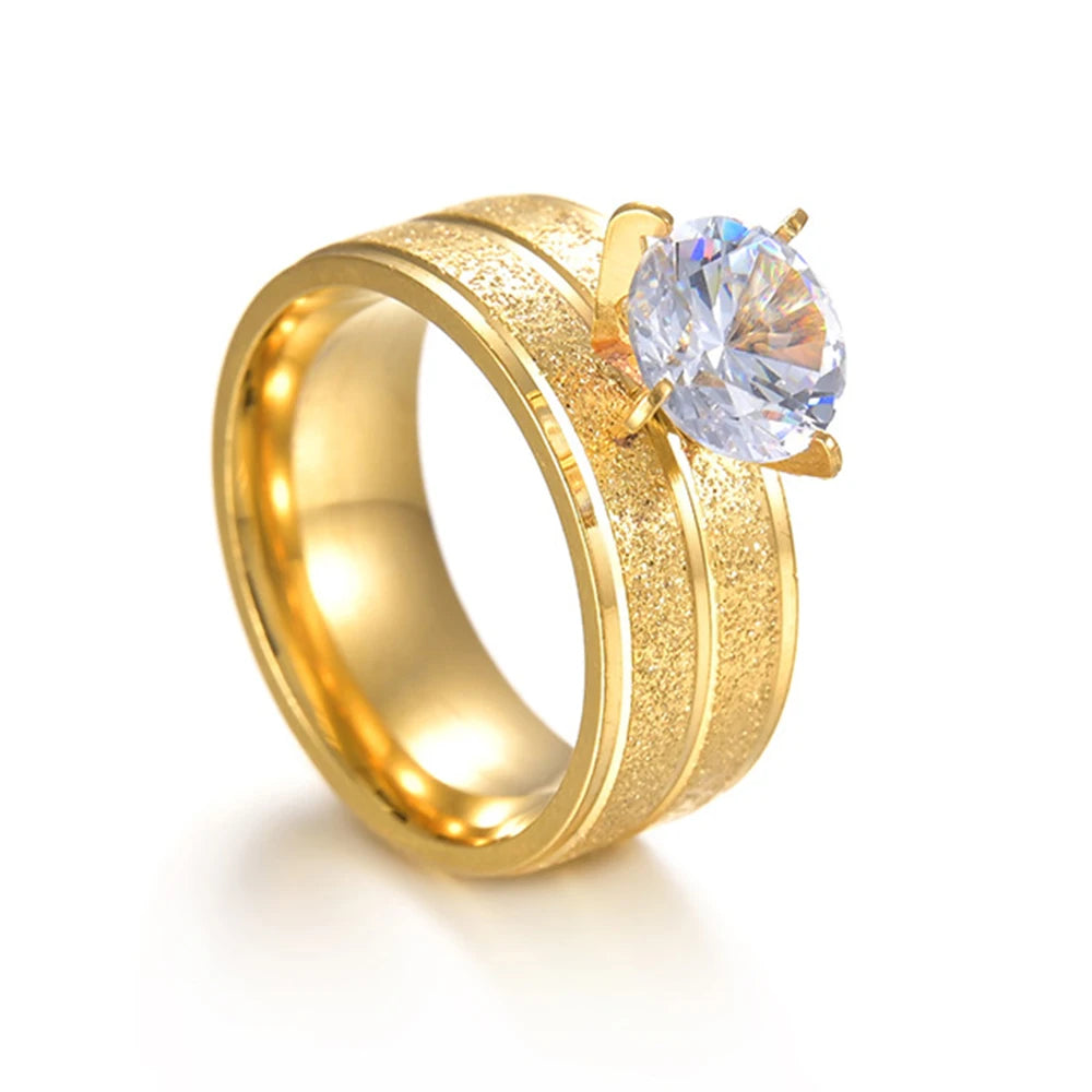 2024 Exquisite Gold Fashion Cube Zirconia Engagement Ring Women's Love Wedding Party Anniversary Celebration Bridal Jewelry Gift