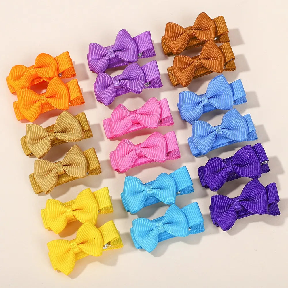 RIBBON BOWS Mini Ribbon Hair Bows Clip for Girls Bangs Hairgrips Covered Safety Bows Headwear Kids Head Claw Accessories